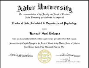 Authentic-Looking Fake certificate from Adler University