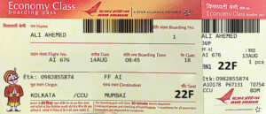 Fake AirIndia Airline Economy class Ticket | Editable Airplane Tickets PSD Templates