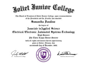 Authentic-Looking Fake Associate in Applied Science from Joliet Junior College