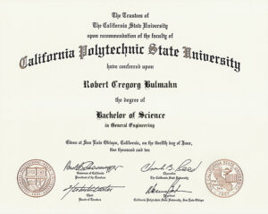 Authentic-Looking Fake Bachelor of Science from California State University