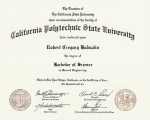 Authentic-Looking Fake Bachelor of Science from California State University