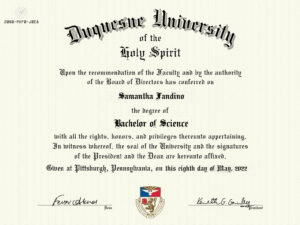 Authentic-Looking Fake Bachelor of Science from Duquesne University