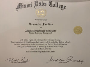 Authentic-Looking Fake Certificate from Miami Dade College