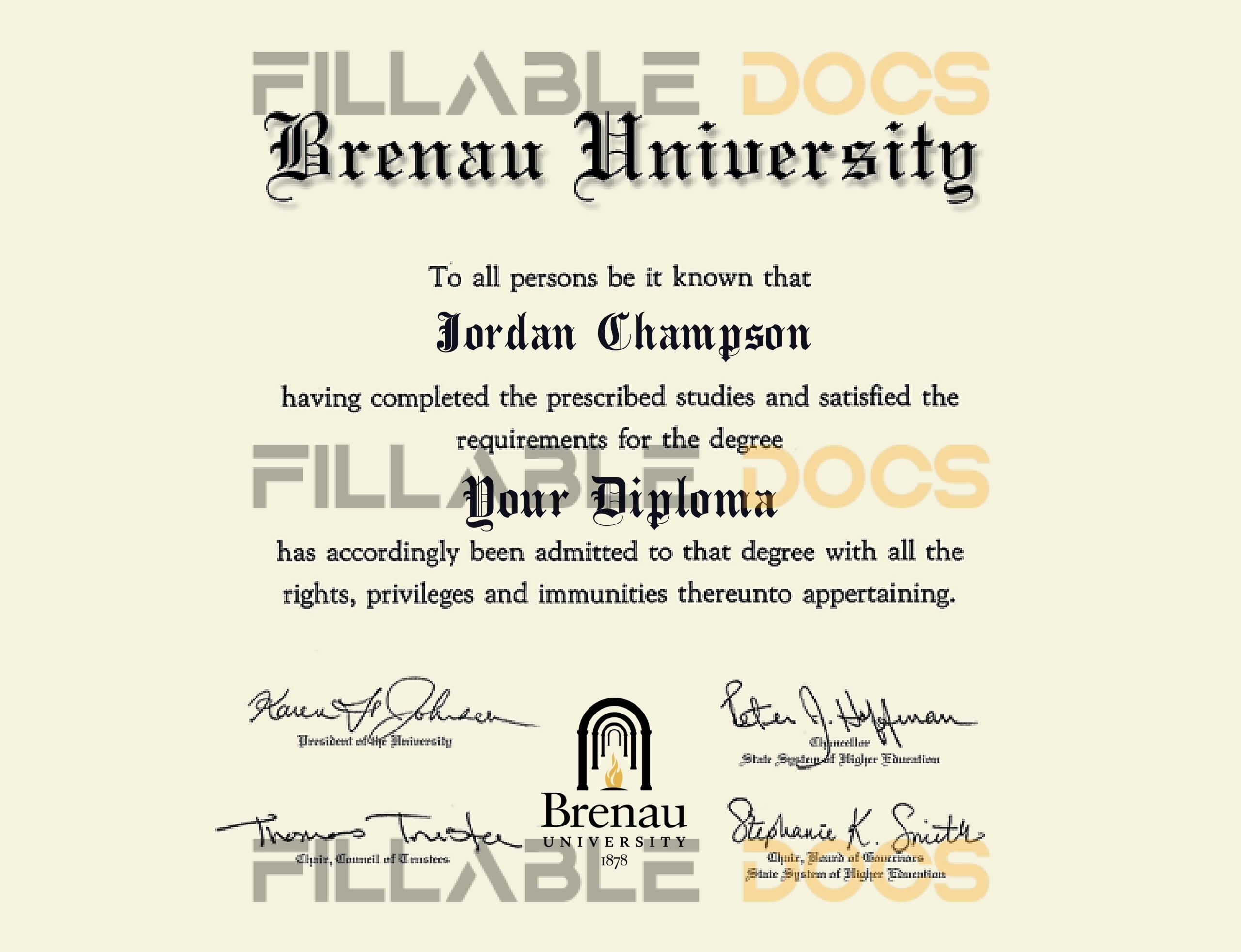 Authentic-Looking Fake Digital Diplomas from Brenau University