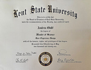Authentic-Looking Fake Master of Science from kent state University