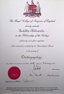 Authentic-Looking Fake certificate from College Of Surgeons Of England