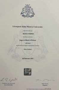 Authentic-Looking Fake certificate from Liverpool John Moores University