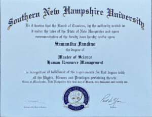 Authentic-Looking Fake certificate from Southern New Hampshire University