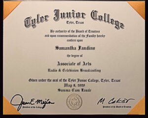 Authentic-Looking Fake certificate from Tyler Junior College
