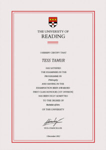 Authentic-Looking Fake certificate from University Of Reading