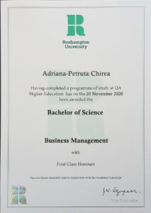 Authentic-Looking Fake certificate from University Of Roehampton