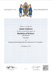 Authentic-Looking Fake certificate from University Of Wolverhampton