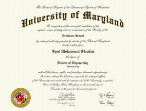Authentic-Looking Fake certificate from University of Maryland