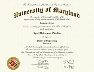 Authentic-Looking Fake certificate from University of Maryland