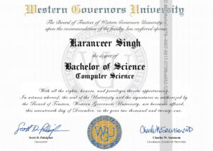 Authentic-Looking Fake certificate from Western Governors University