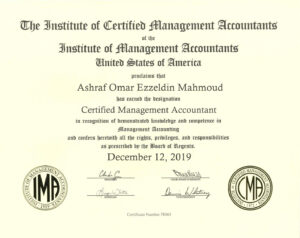 Authentic-Looking Fake certificate from CMA Institute