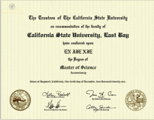 Authentic-Looking Fake certificate from CSU East Bay University
