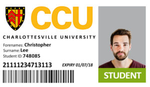 Create Charlottesville University Student ID Cards with Fillable PSD Templates