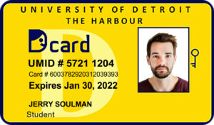 Create University of Detroit the Harbour Student ID Cards with Fillable PSD Templates