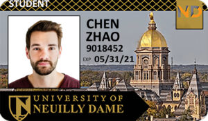 Create University of Neuilly dame Student ID Cards with Fillable PSD Templates