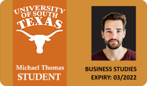 Create University of South Texas Student ID Cards with Fillable PSD Templates