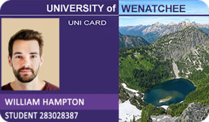 Create University of Wenatchee Student ID Cards with Fillable PSD Templates