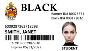 Create black University Student ID Cards with Fillable PSD Templates