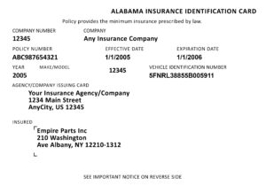 Editable Fake Alabama Insurance Identification Card