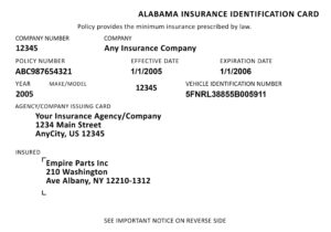Editable Fake Alabama Insurance Identification Card