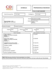 Editable Fake Proof of Covea Professionals Insurance