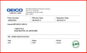 Fake Proof of GEICO Government Employees Insurance