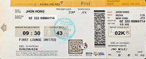 Fake Asiana airlines Airline first Ticket | Editable Airplane Tickets PSD Templates