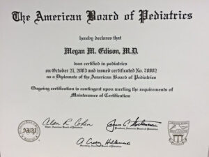 Fake Graduation Certificate from American Board of Pediatrics Template