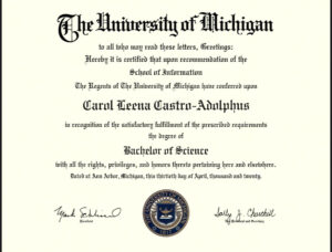 Fake Graduation Certificate from University Of Michigan University Template