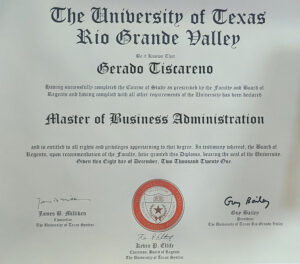 Fake Graduation Certificate from Utrgv University Template