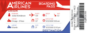 Fake american airline Airline Ticket | Editable Airplane Tickets PSD Templates