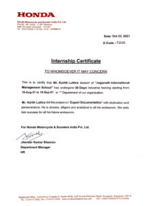 Stand Out with a Customizable HONDA Internship Certificate PSD Template