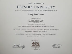 Authentic-Looking Fake certificate from Hofstra University