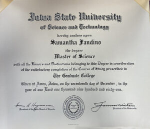Authentic-Looking Fake Master of Science from Iowa State University