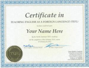 North American Academy TEFL Certificate PSD Template