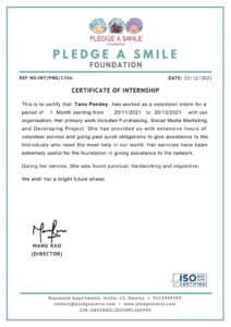 Stand Out with a Customizable PLEDGE A SMILE Internship Certificate PSD Template