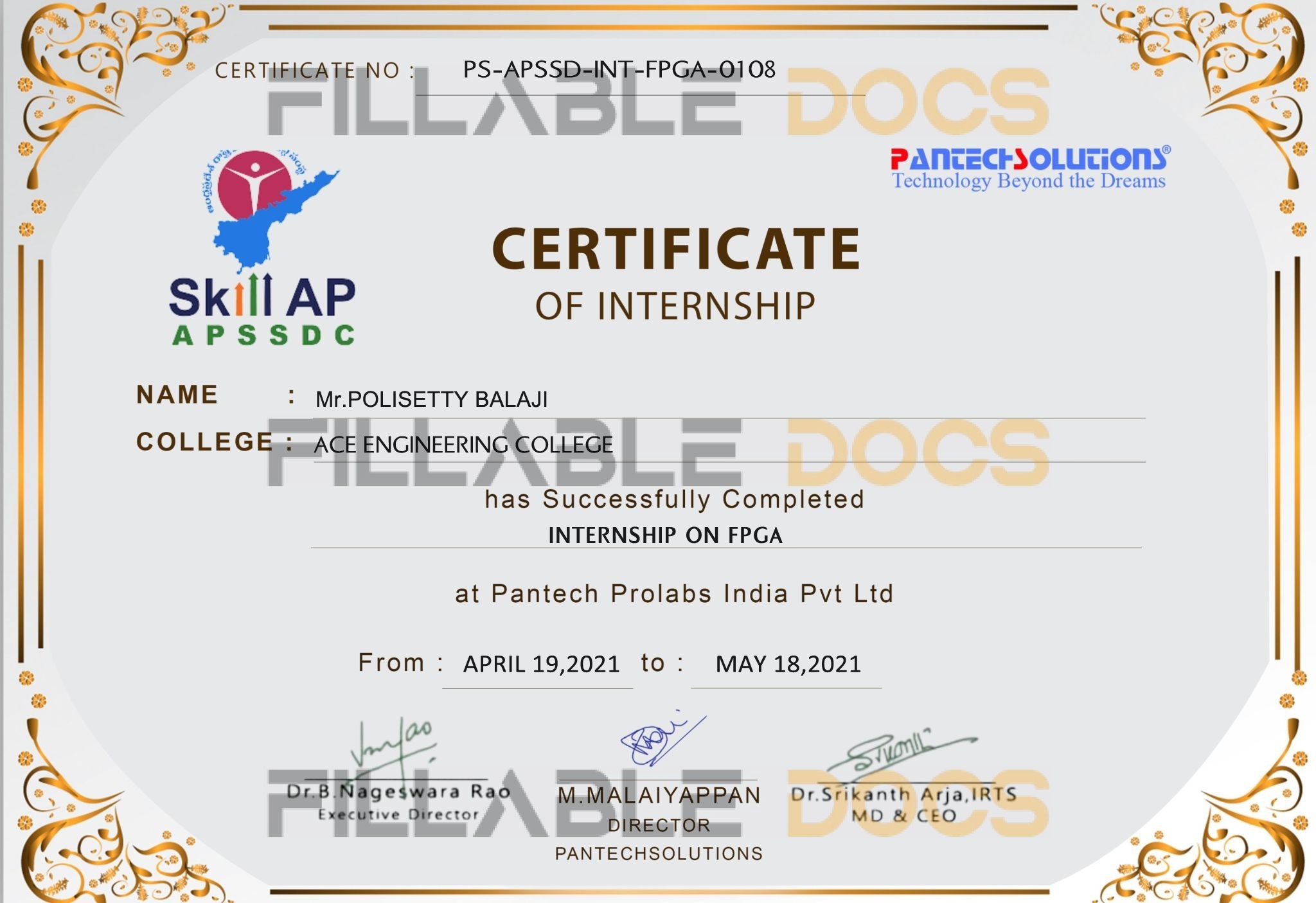 Stand Out with a Customizable Pantech Solution Internship Certificate PSD Template