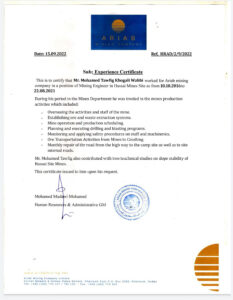 Purchase Realistic Fake abriab mining company Experience Certificate Templates | Easily Editable