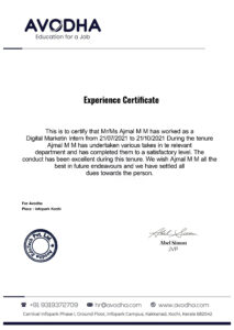 Purchase Realistic Fake avodha Experience Certificate Templates | Easily Editable