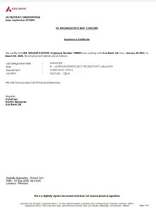 Purchase Realistic Fake axis bank Experience Certificate Templates | Easily Editable