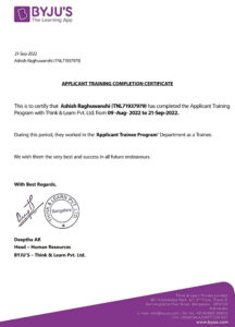 Purchase Realistic Fake byjus the learning app company Experience Certificate Templates | Easily Editable