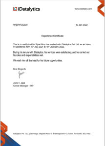 Purchase Realistic Fake idatelytics company Experience Certificate Templates | Easily Editable