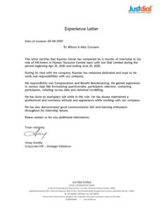 Purchase Realistic Fake justdial Experience Certificate Templates | Easily Editable