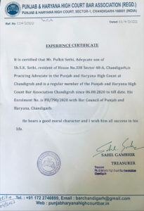 Purchase Realistic Fake punjab & haryana high court bar association Experience Certificate Templates | Easily Editable