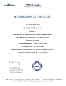 Stand Out with a Customizable VEI Technologies Internship Certificate PSD Template